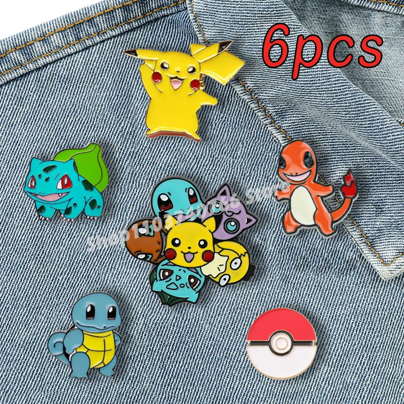 

1set Pokemon Pikachu Enamel Pins Anime Kawaii Charmander Bulbasaur Brooch Badge Women Men Bag Denim Lapel Pin Decoration Jewelry