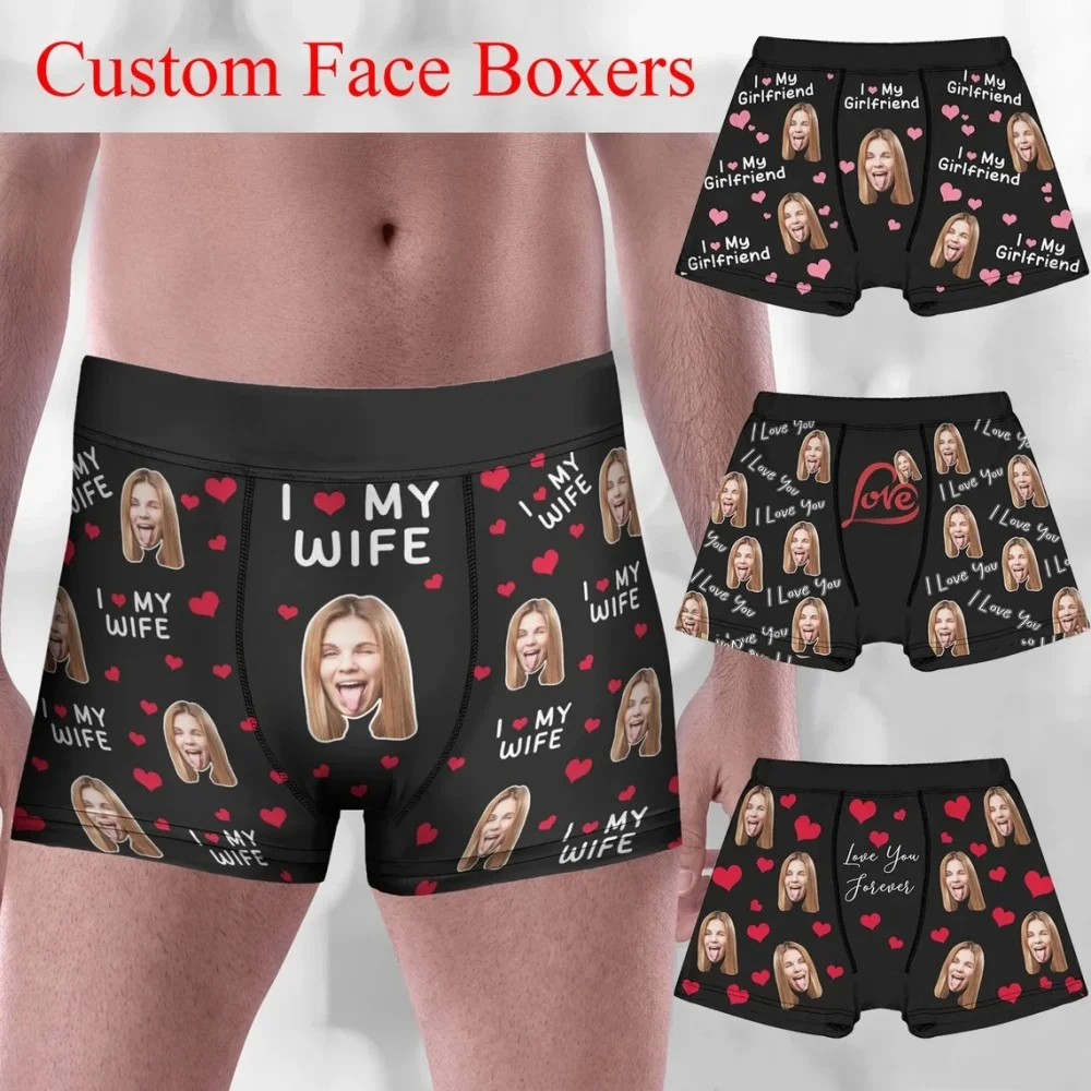 Custom Boxers with Face,Custom Underwear with Photo,Face Boxers for Husband,Custom Face Underwear,Funny Boxers Briefs with Text