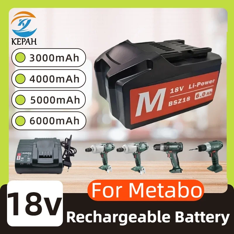 18V 4Ah 5Ah 6Ah Li-Ion Battery for Metabo BS18LT Hand-held Impact Drill Screwdriver Blower Electric Circular Saw Electric Tools