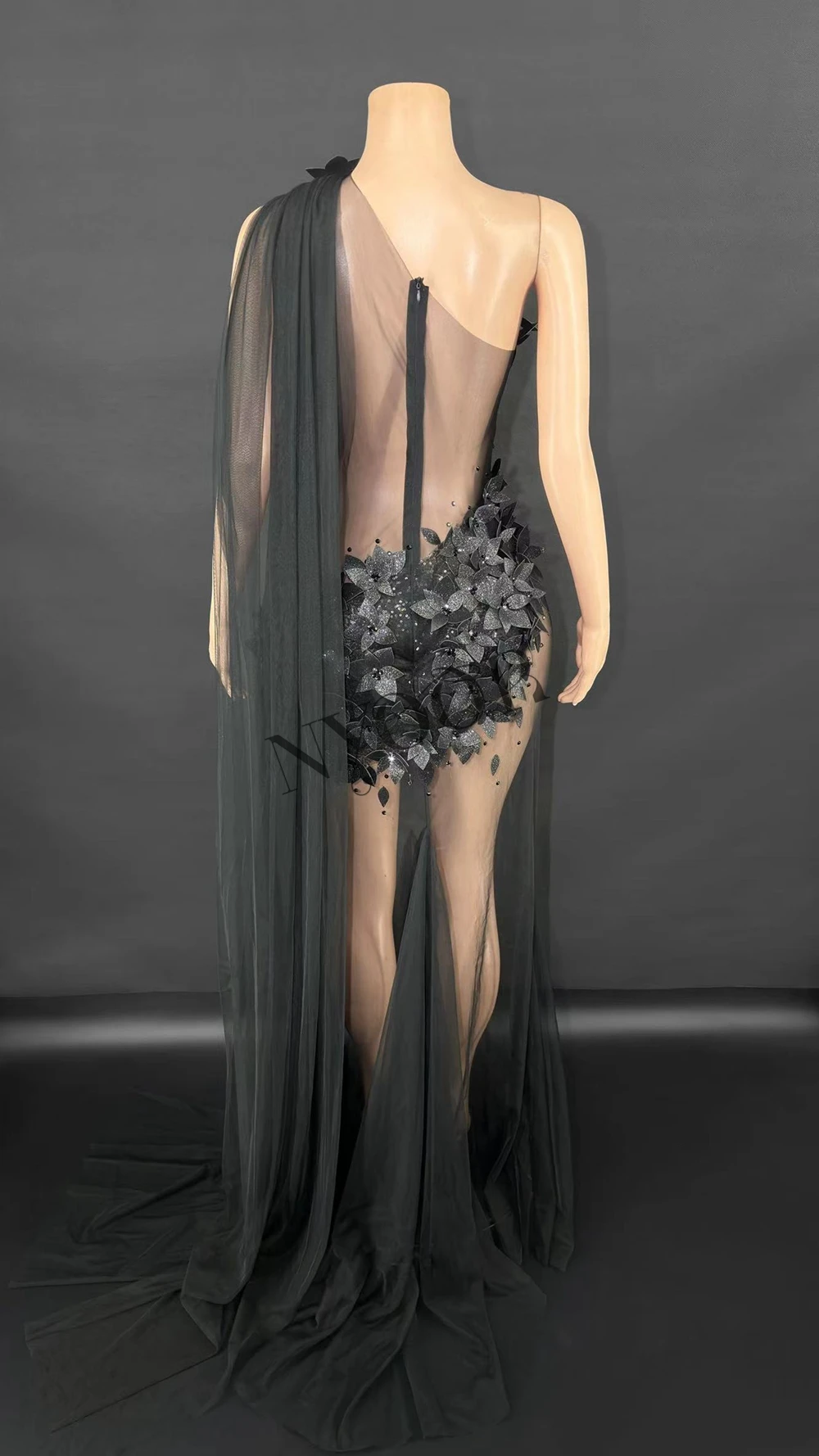 فستان طويل مثير بذيل شفاف للنساء أنيق لحفلات الزفاف والسهرات وحفلات التخرج وأعياد الميلاد فستان التصوير الفوتوغرافي ملابس المسرح للمغني