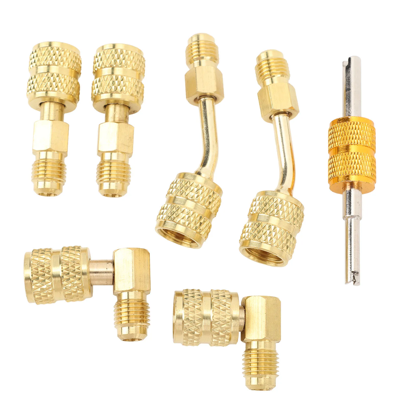 

Комплект адаптеров R410A со съемником сердечника клапана, адаптер шланга хладагента HVAC от 5/16 до 1/4 дюйма для мини-сплит-кондиционера R410A, горячий