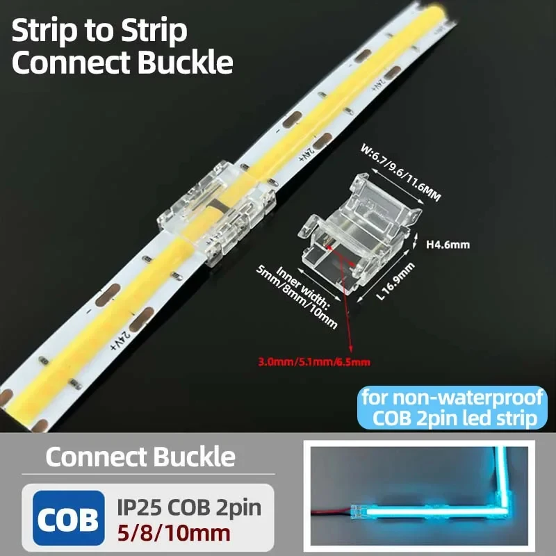 10PCS 2pin COB LED Strip Connector 5mm 8mm 10mm L Shape LED Corner Connectors Free Welding COB Strip Light Fixed Clamps Buckle