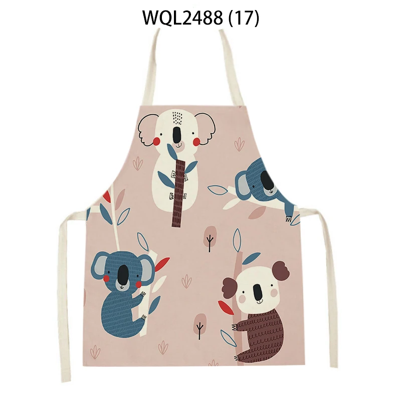 Cartoon Tier Löwe Koala Katze Druck Leinen Schürze Home Küche Backen Kochen Schürze Hausarbeit Reinigungsmittel Delantal Cocina