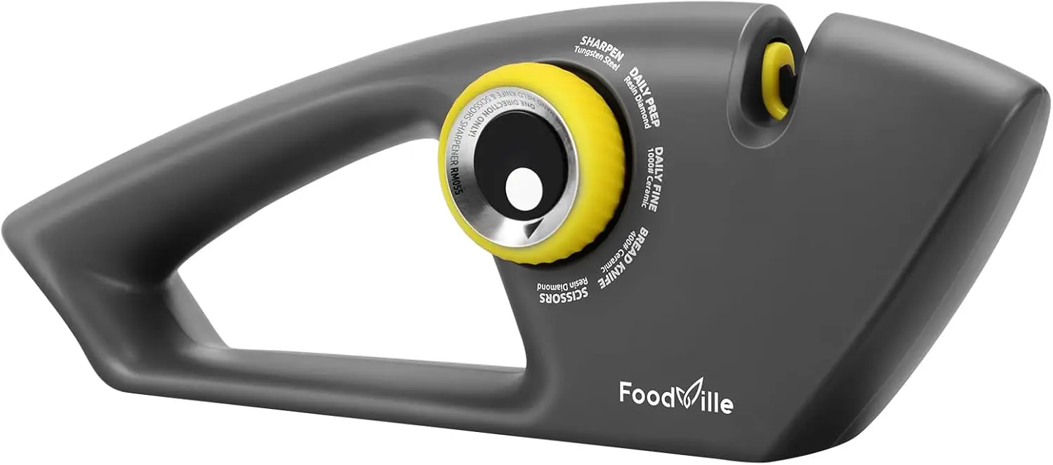 

5-in-1 Knife Sharpener: Tungsten, Diamond, Ceramic Stages for Kitchen, Scissors & Serrated Blades
