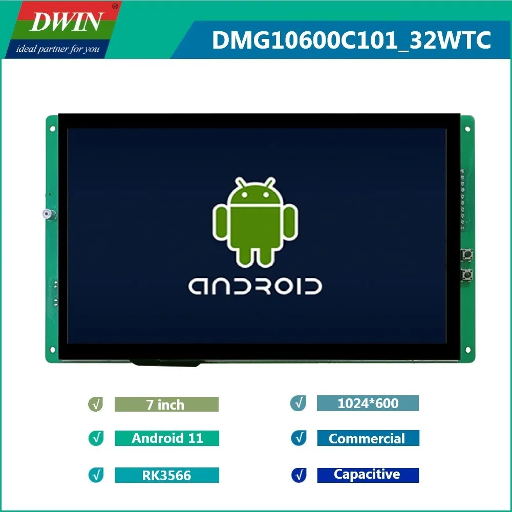 DWIN 10.1 Inch 1024*600 Pixels Android Intelligent Display Commercial Grade Wide Viewing Angle Capacitive IPS TFT LCD Module