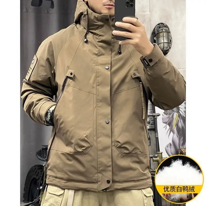 Men's Winter Zipper Punch Coat Thickened Warm Short Jacket Loose Fashion Design Premium Soft Comfortable Versatile Trend Brand