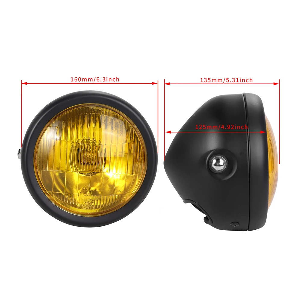 مصباح أمامي عتيق للدراجة النارية هالوجين لدراجة Harley Sportster GN125 CG125 المروحية بوبر ريترو مقهى المتسابق كشافات أمامية مستديرة #2