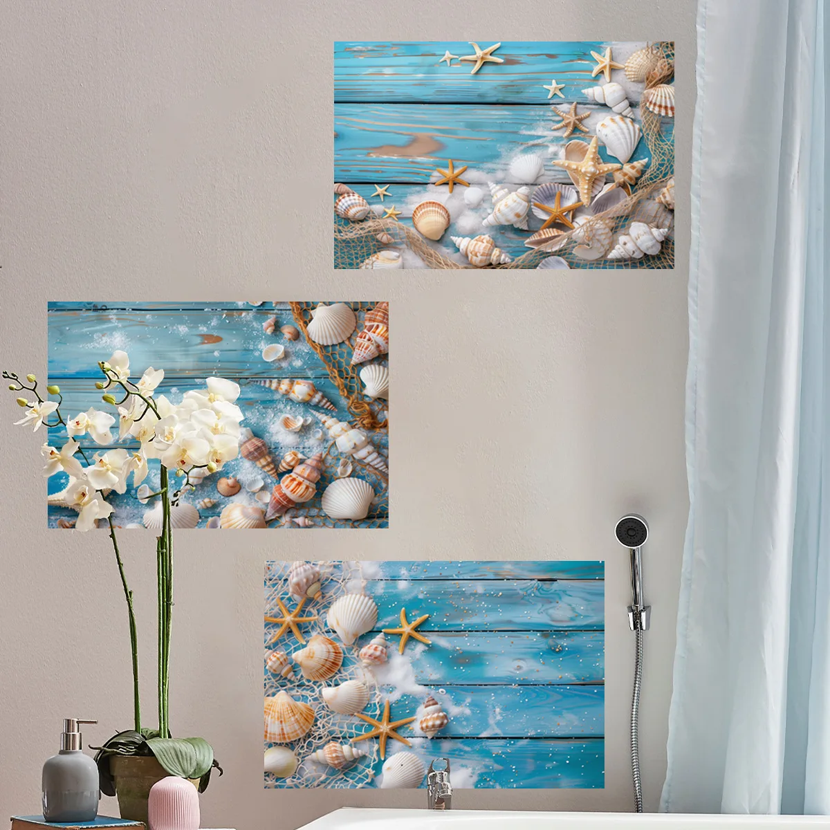 Triptych Bathroom Decorative Wall Sticker Living Room Bedroom Home Background Wall Sticker