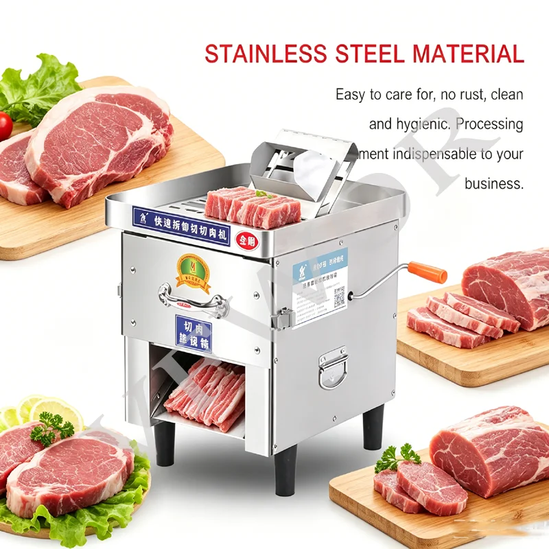 PQJ Electric Fresh Meat Slicer Machine Large Capacity 180kg/H   Stainless Steel Body Cutter