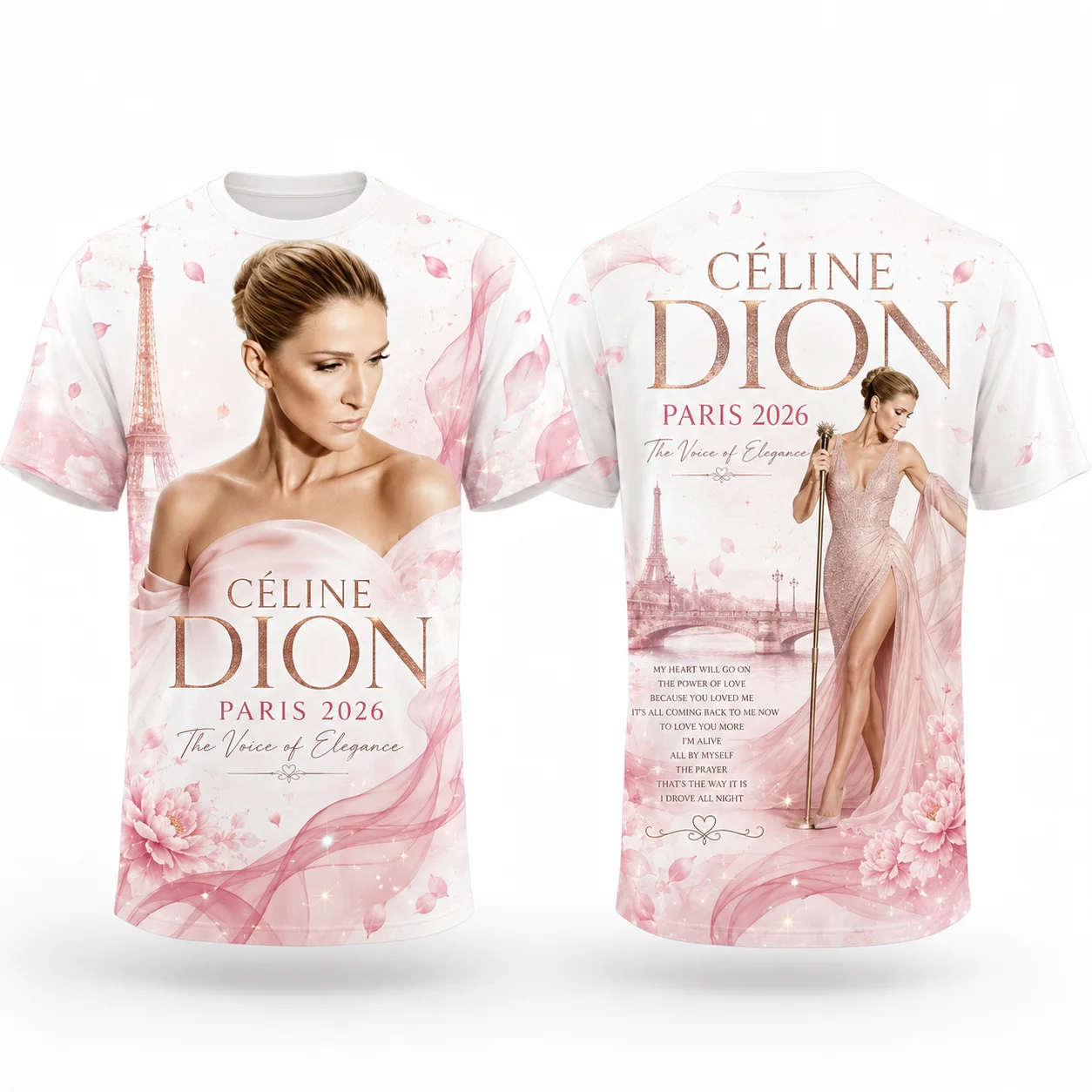 3D Printed Short Sleeve Shirt Celine Dion Paris 2026 Fan Tour Gift Men's T-shirt Streetwear Women's Tee Harajuku Oversized Tee