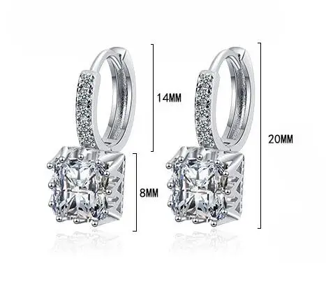 1.4ct Princess Cut Sky Blue Topaz 925 Sterling Silver Hoop Earrings for Woman Fashion Wedding Anniversary Gift