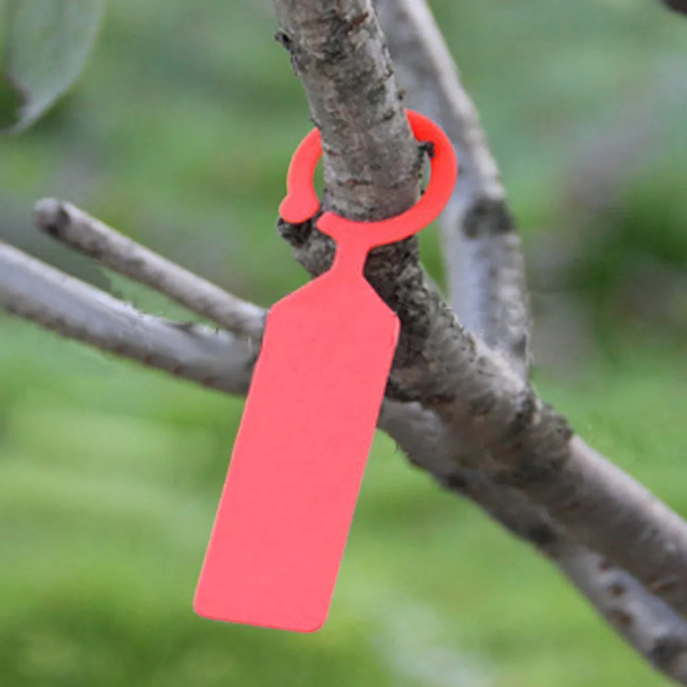 Plant Hanging Collar Tags 100Pcs Red PP Weather Resistant Nursery Garden Labels for Trees 110x24mm