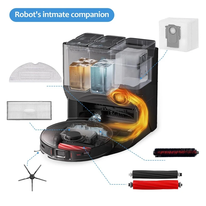 Vacuum Robot Spare Parts Kit, escova do rolo principal, escovas laterais, filtro, toalhetes Mop, acessório para Roborock S8 Pro Ultra