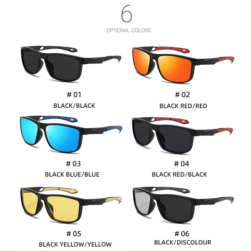 Herren Polarisierte Sonnenbrille Quadratisch Radsport Outdoor-Sport Sonnenbrille UV400 Schutz Photochrome Brillen – Detail 4