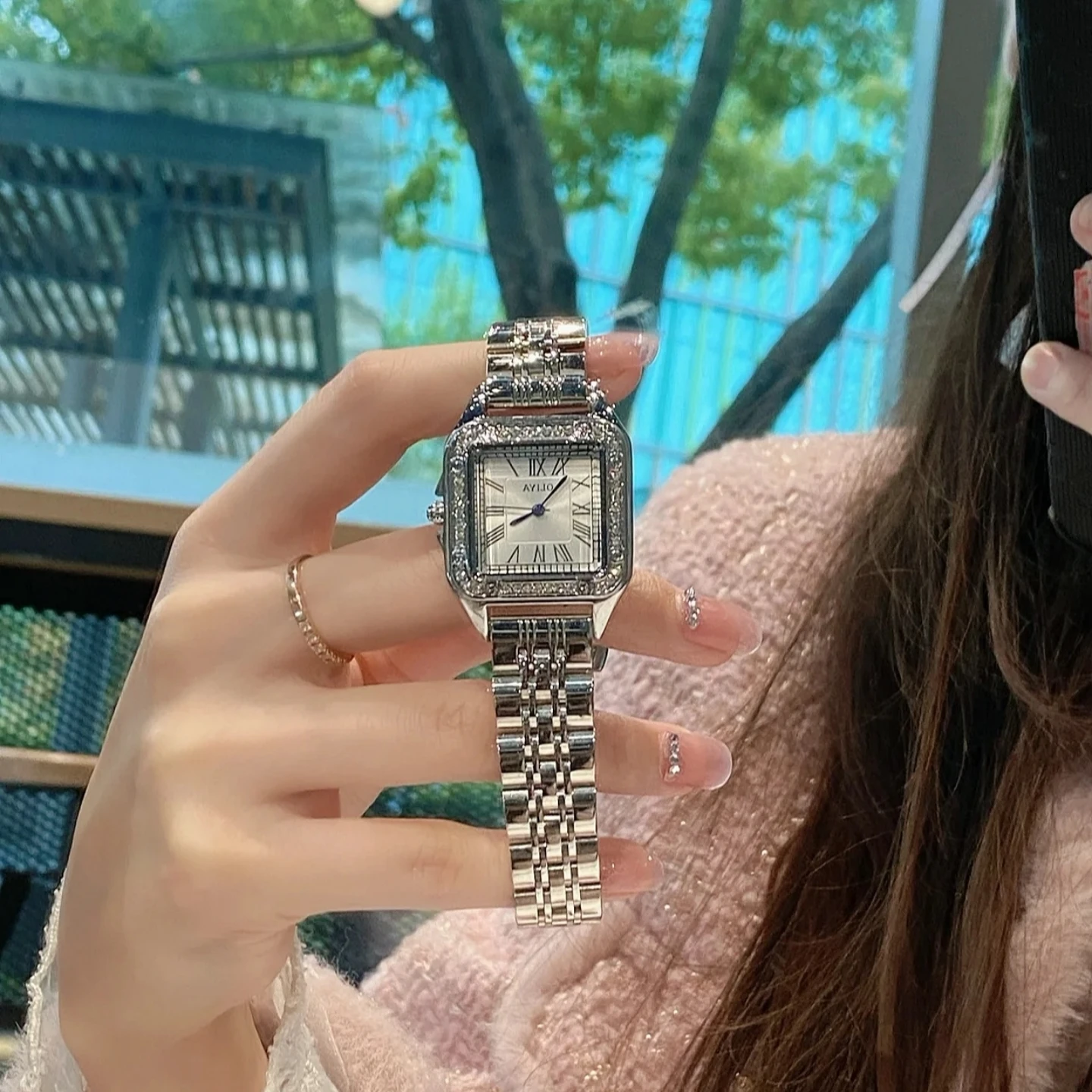 New Style Full Diamond Women's Watch Luxury Brand Stainless Steel Women's Business Watch Quartz Watch Gift for Female Students