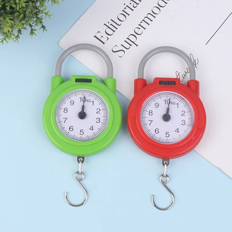 10kg Pocket Pointer Luggage Scale Spring Portable Suitcase Scale Handled Travel Bag Weighting Fish Hook Hanging Scale 2Colors