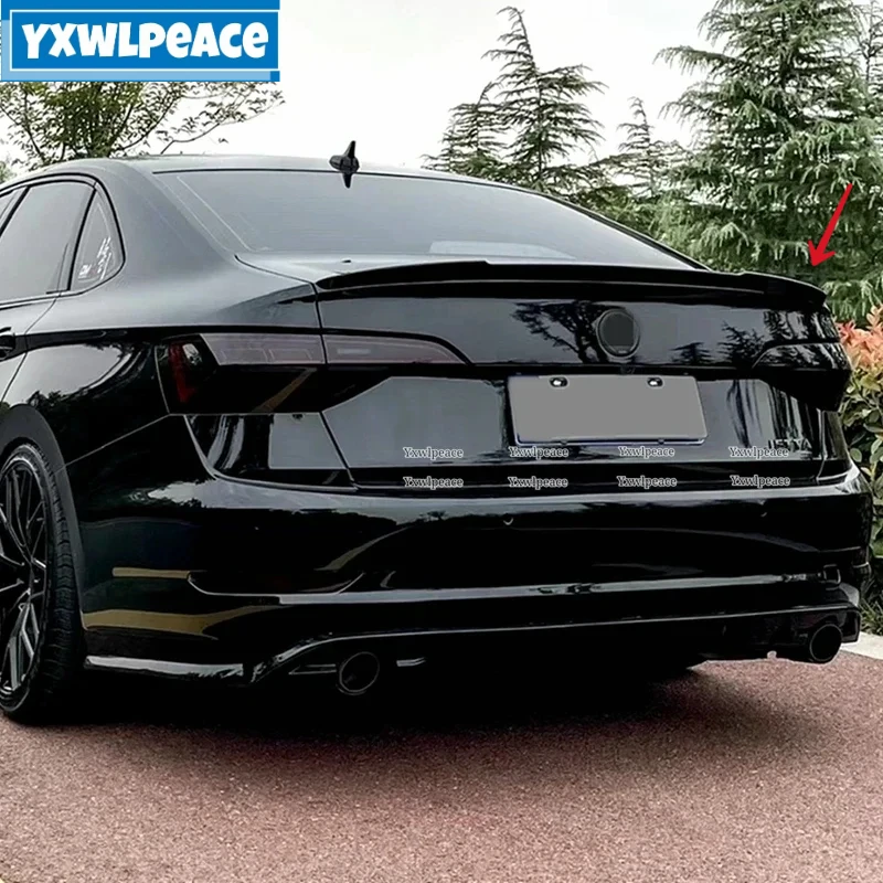 Dla Volkswagen VW Jetta MK7 2019 2020 2021 2022 2023 ABS czarny błyszczący/karbonowy kolor tylnego Spoiler szyby bagażnika zestaw akcesoriów