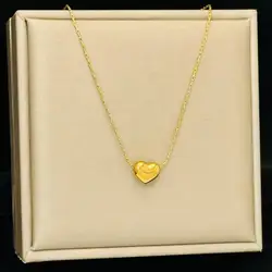 Love Heart Pendant Necklace For Women Girls New Trendy Simple Gold Color Stainless Steel Neck Chain Jewelry Birthday Party Gift