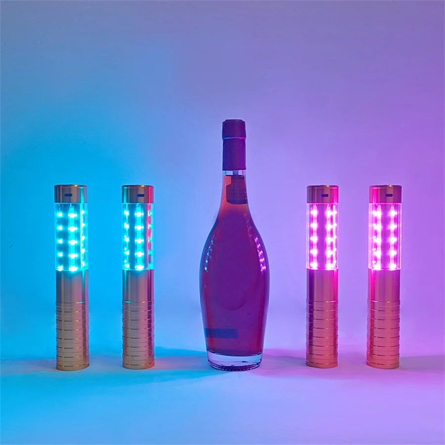 

New 7 Color RGB Changeable Champagne Bottle Topper Light LED Strobe Baton Flash Stick LED Bottle Sparklers for Club Bar Decor