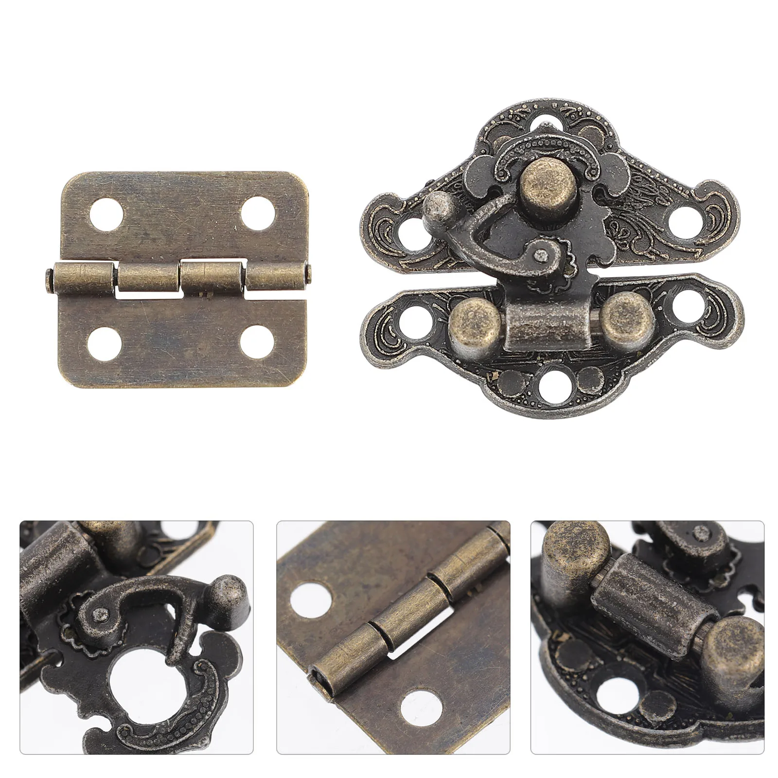 

Retro Buckles Hinges Zinc Alloy Style Jewelry Box Accessories Gift Case Hardware Compact Durable Furniture Decor DIY