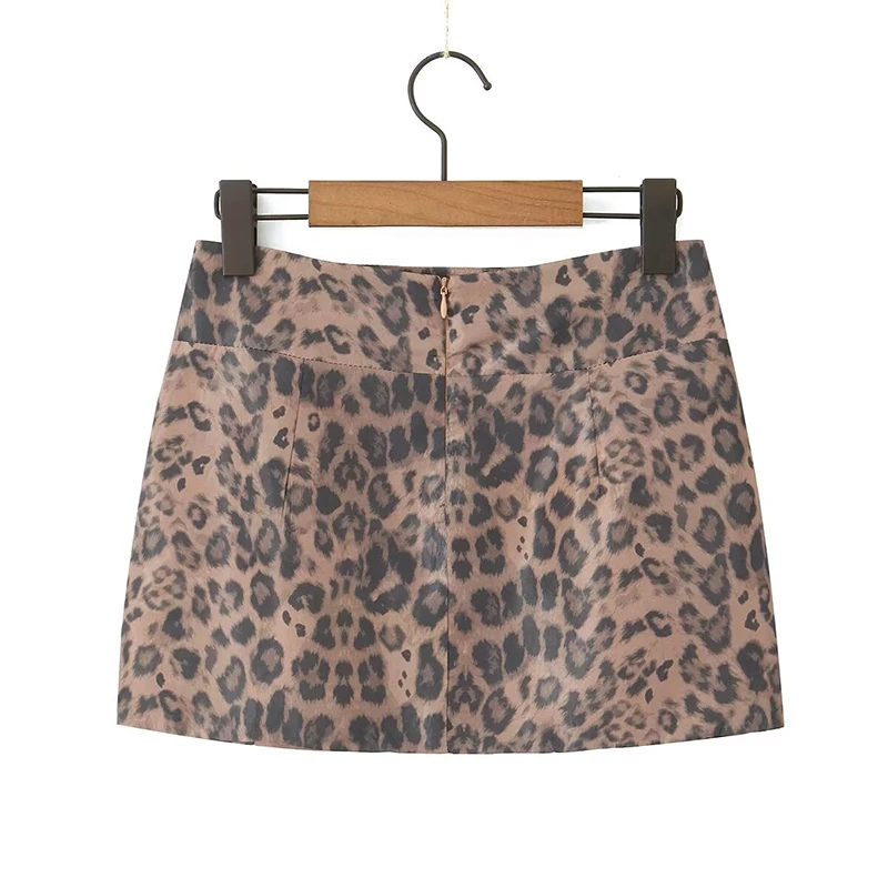 YENKYE Sexy Women America Retro Leopard Print Mini Skirt