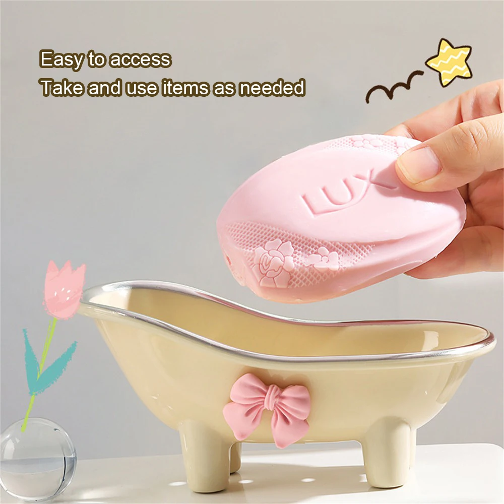 Bow Soap Dish Cute And Cute Rugged And Durable Creative And Interesting Plastic Creative Bathtub Soap Box Soap Box Easy Storage