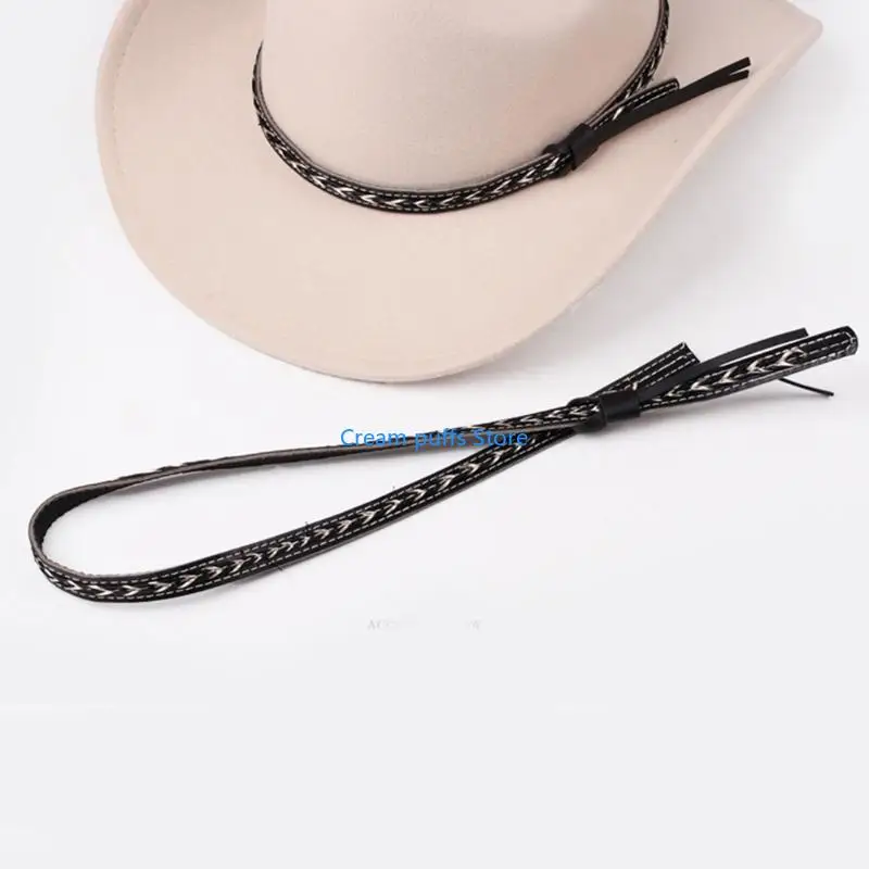 50LE Water Resistant Pu Hat Strap In Black With Double Color Stitching everyone Weather