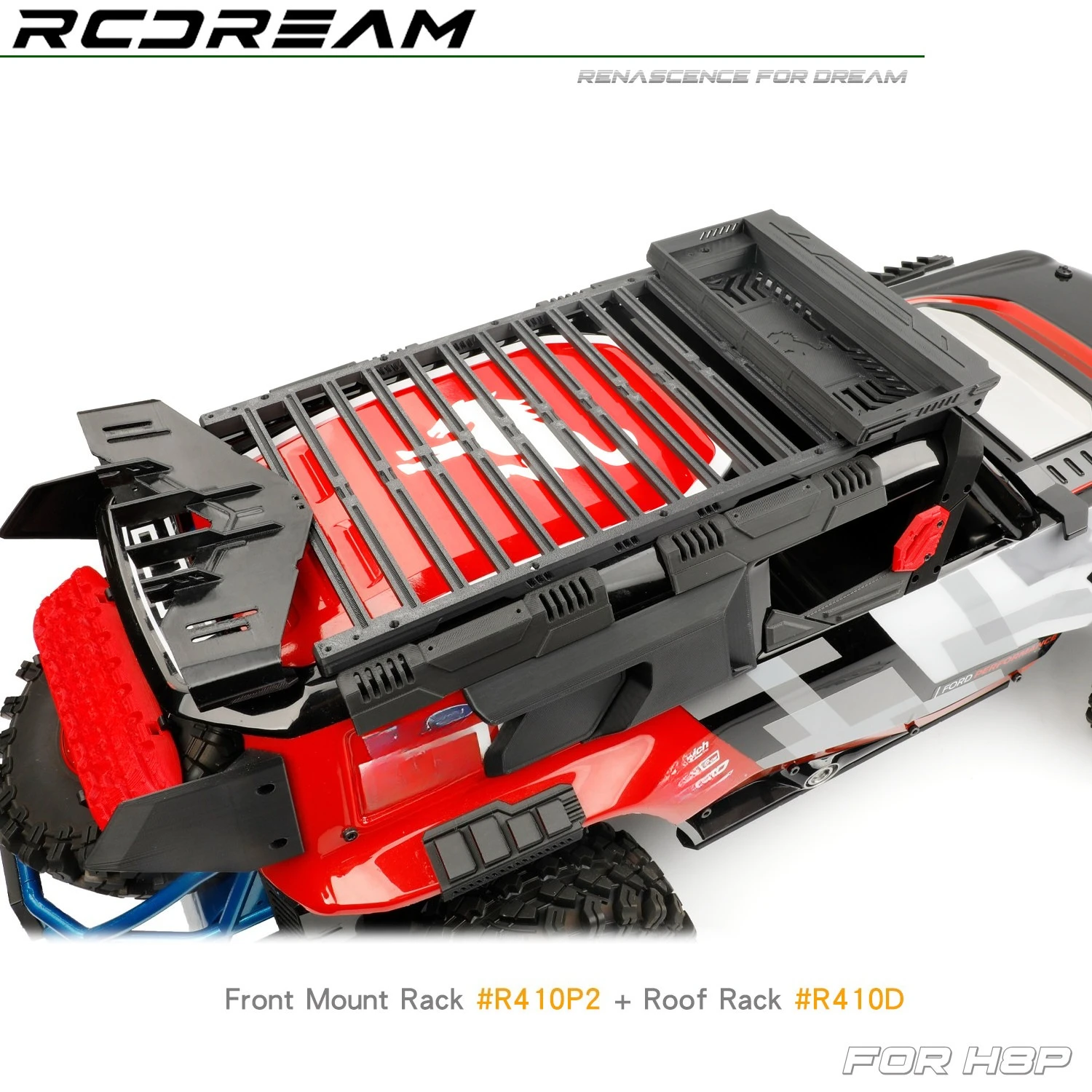 MJX H8P 1/8 RC Vehicle Parts - Roof Luggage Rack Loading Platform Dome Light armor Car Body Accessories
