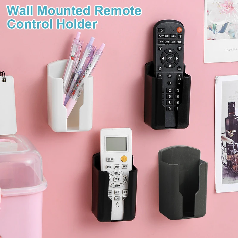 1PC ทนทานติดผนังทีวีเครื่องปรับอากาศรีโมทคอนโทรลกล่องเก็บ Non Perforated Wall Stand Holder ชั้นวางของกล่อง