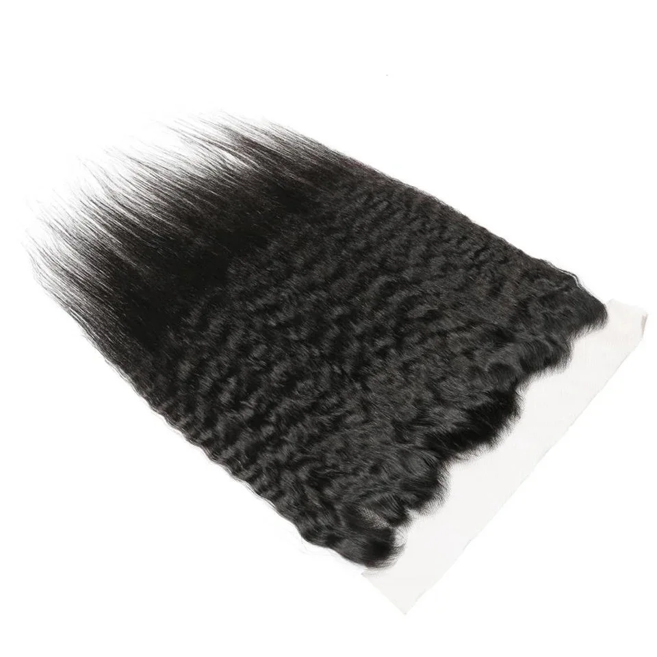 Kinky Straight 13x4 13x6 Human Hair Lace Frontal Full End Natural Color Brazilian Virgin Hair Pre-Plucked