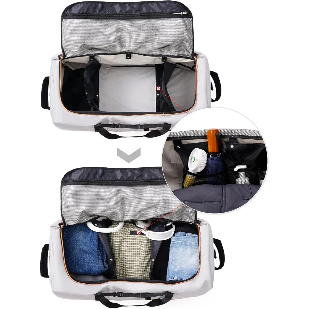 حقيبة واق من المطر قابلة للتوسيع من 110 لتر إلى 140 لتر مع عجلات مضمنة، حقيبة سفر قابلة للتحويل في عطلة نهاية الأسبوع، نظام سلك بنجي، سعة كبيرة #6