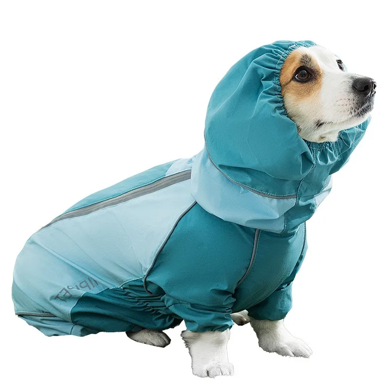 All-inclusive Corgi Raincoat Summer Rain Waterproof Dog Clothes Outdoor Travel Medium-sized Dog four-Legged Jumpsuits