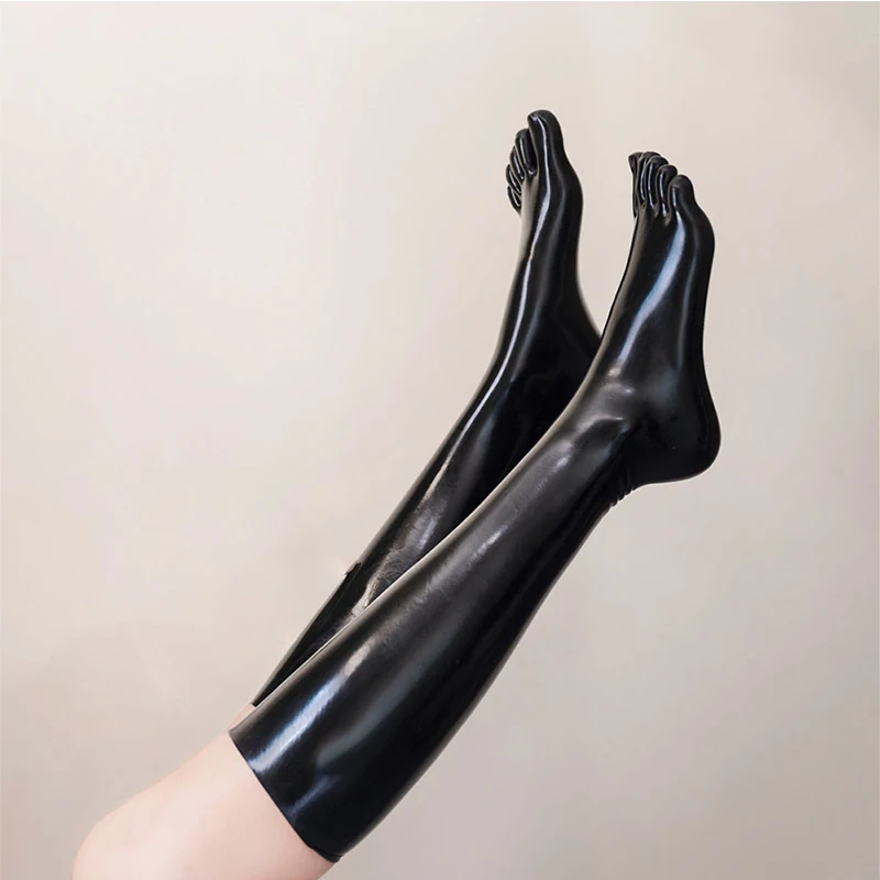 Latex Rubber Gummi Stocking 5 Toes Middle Socks Five-finger Socks 0.4mm Unisex for Women Men Wear with Bodysuit Fetish