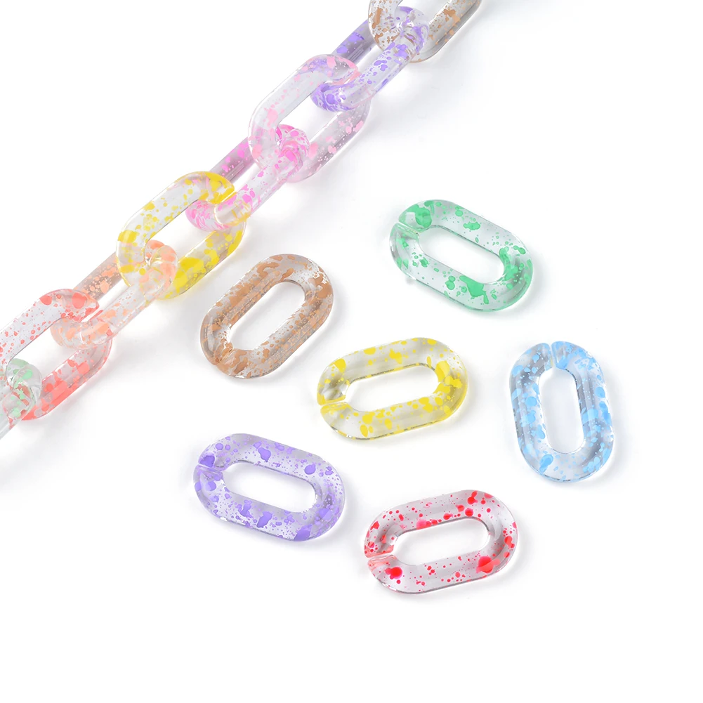 50PC Colorful Transparent Candy Color Chain Beads Connector link Chain for Jewelry Making Components Bag Strap DIY Plastic Chain