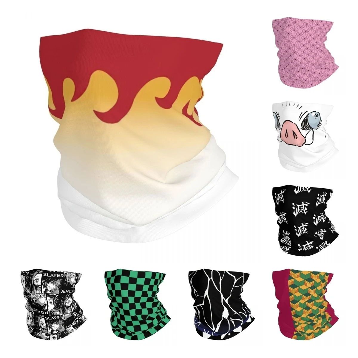 Anime Demon Slayer Bandana Neck Gaiter Printed Wrap Scarf Multi-use Cycling Scarf Cycling Unisex Adult Windproof