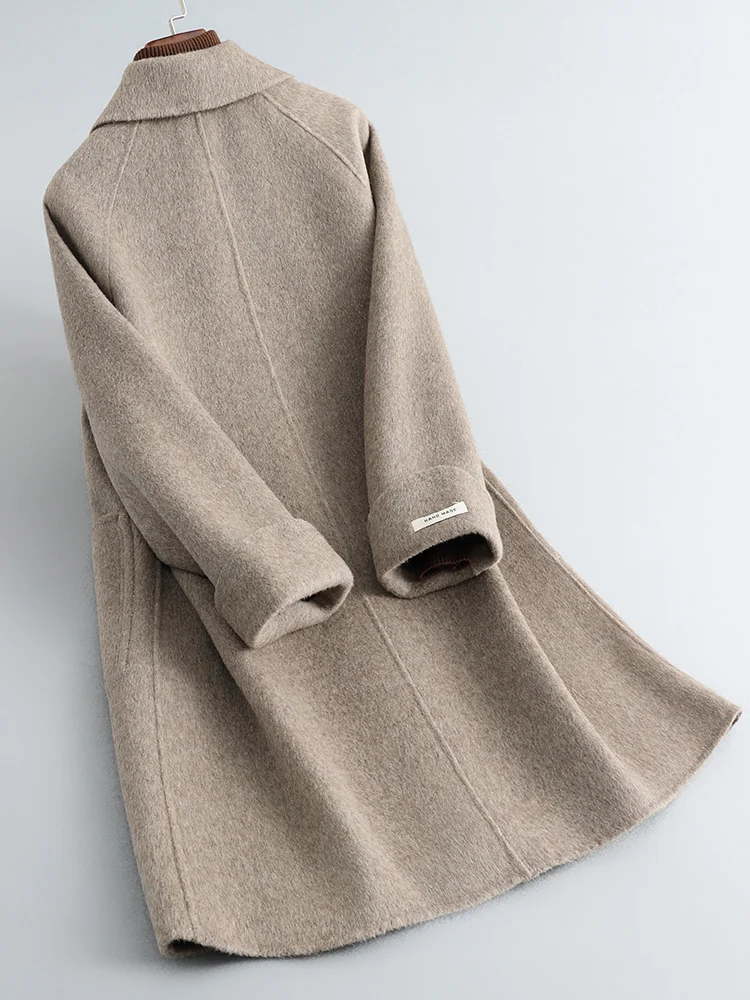 Mittellanger Slim-Fit-Wollmantel für Damen, doppelseitiger Alpaka-Samt, High-End-Feeling, Herbst-Winter, neuer Sle, Pendler-Sle