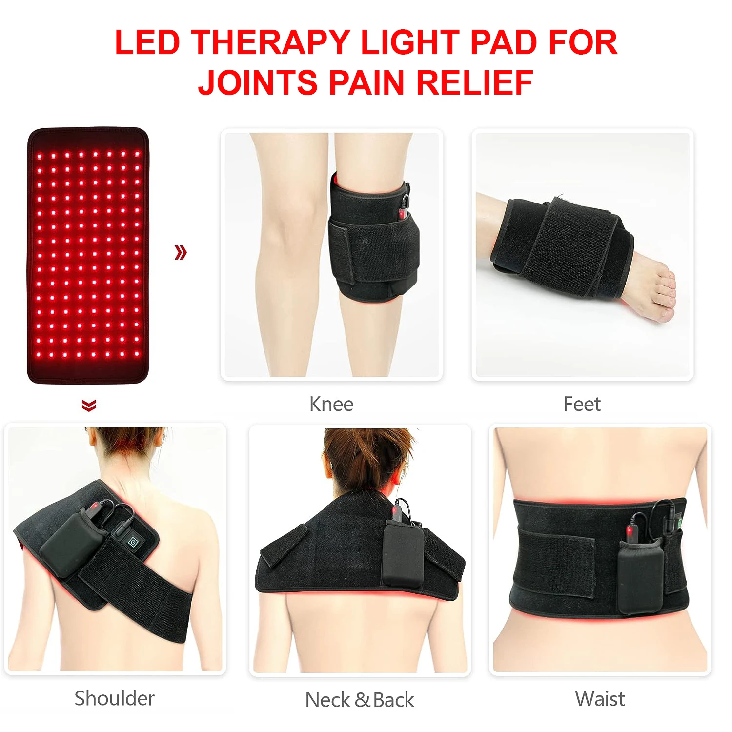 LOVTRAVEL 120pcs LEDs Red Light Therapy Pad 660nm&850nm Near Infrared Light Therapy Heating Pad for Body Home Relaxation Device