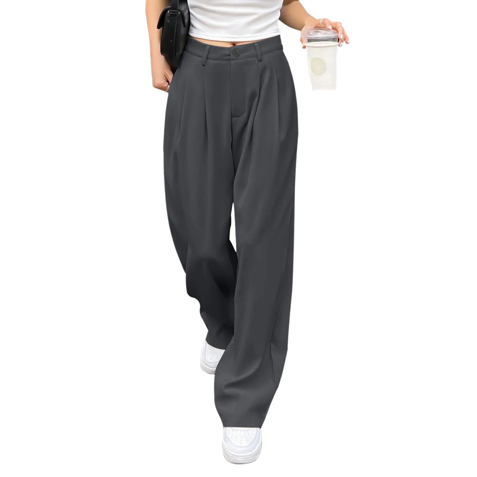 Womens Wide Leg Dress Pants High Waist Work Business Casual Long Trousers With Pockets Autumn Outdoor Streetwear Suit Pants