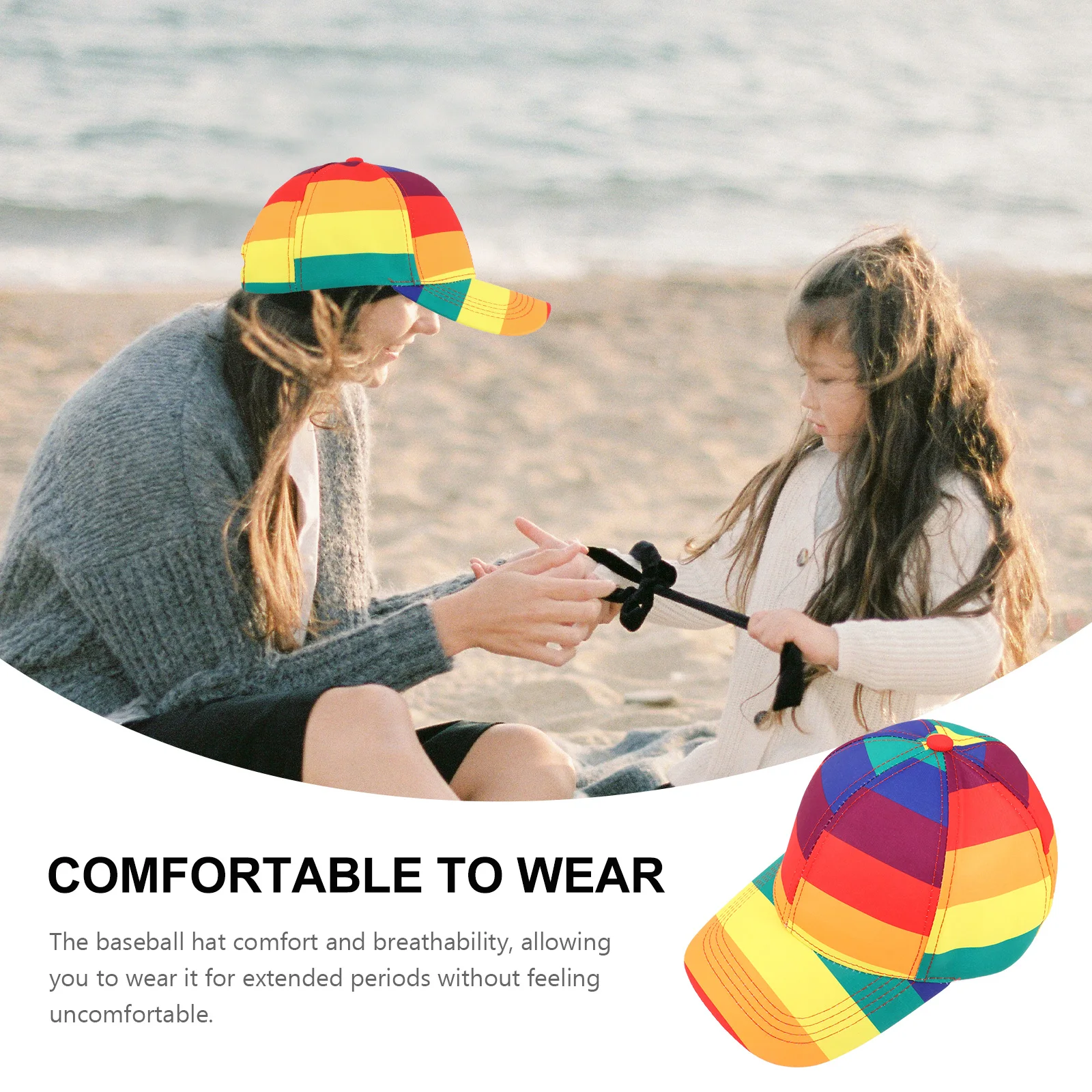 

Rainbow Baseball Colorful Striped Sun Hat Adjustable Size Peaked Cap Mens Hat Sun Baseball Caps Women Protection