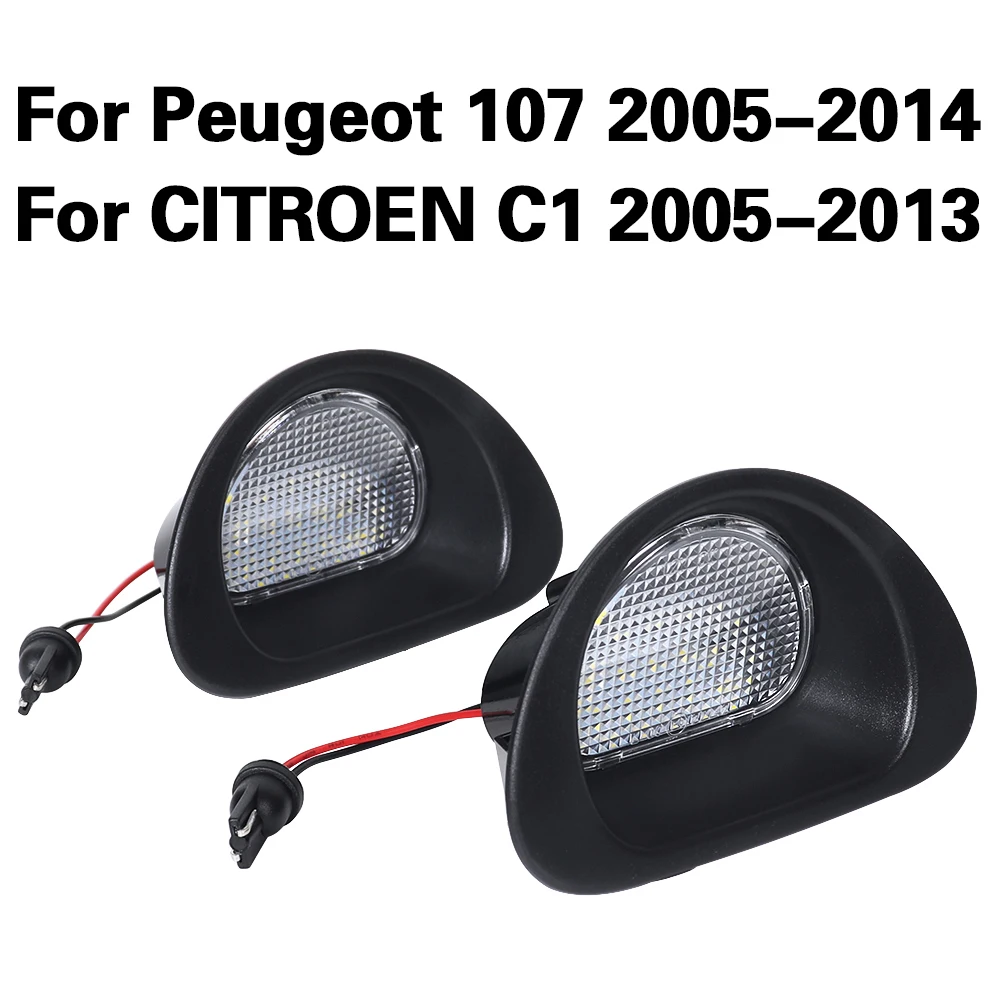 

2 Pcs LED Car License Plate Lights 12V Lamp Auto Accessories For Peugeot 107 2005-2014 CITROEN C1 2005-2010 2011 2012 2013