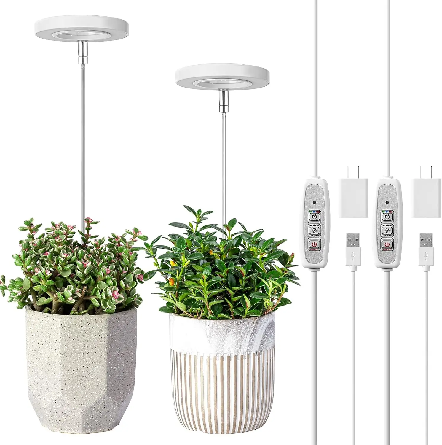 

Full Spectrum LED Plant Light for Indoor Plants, Height Adjustable with Auto Timer 4/8/12H, 4 Dimmable Brightness, 2 Packs