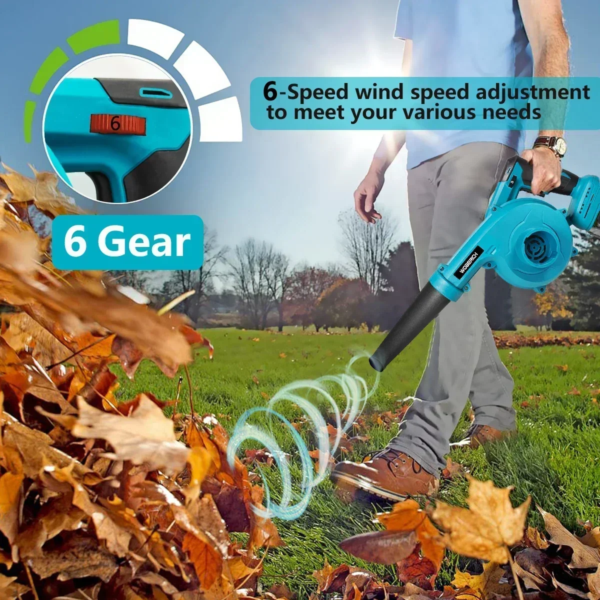 Brushless 6-speed Electric Air Blower & Cleaner 2in1 Cordless Cleaning Blowing Dust Leaf For Makita 18V Battery (No Battery)