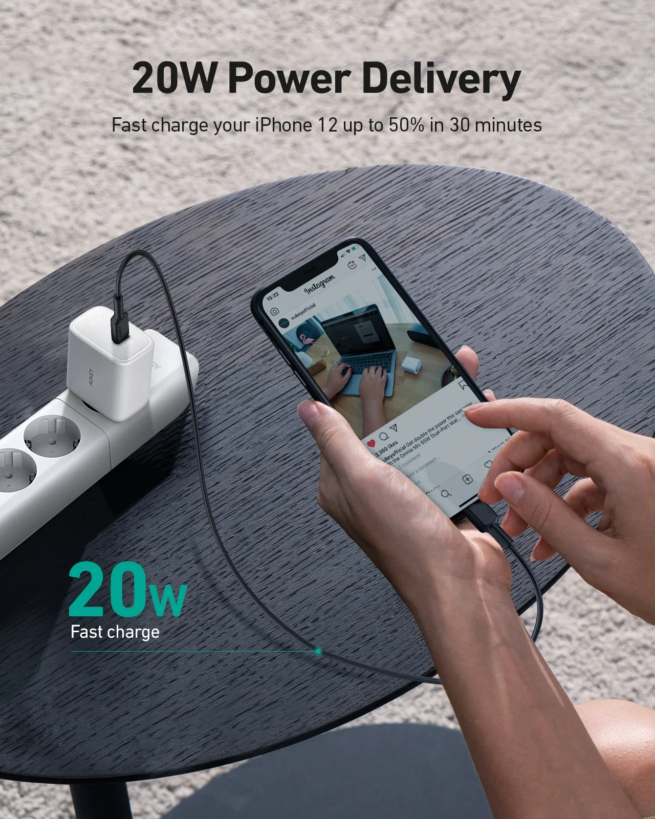 AUKEY PA-F1S سويفت 20 واط USB C شاحن سريع للهاتف طوي التوصيل وتسليم الطاقة 3.0 PD مهايئ شاحن USB C الجدار شاحن