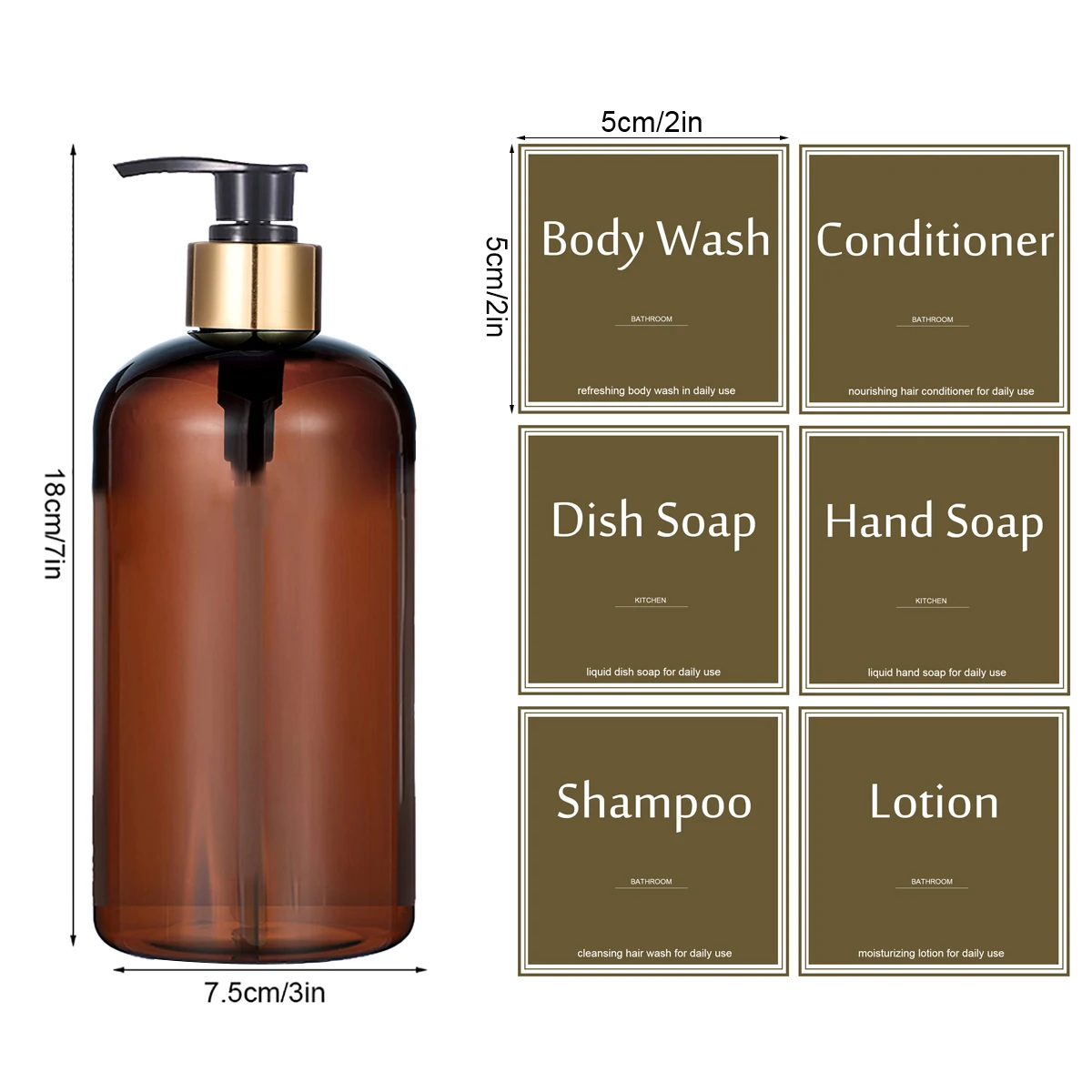 Gold Pump Soap Dispenser Bottle Empty Refillable Pump Bottle for Shampoo Conditioner Body Wash Hands Dishes Dispenser