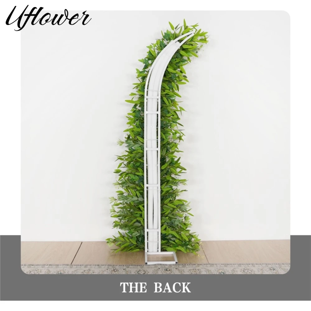 

Uflower White Rose Greenery Artificial Flower Arrangement Horn Arch Frame Wedding Backdrop Decoration Flower Row Event Props