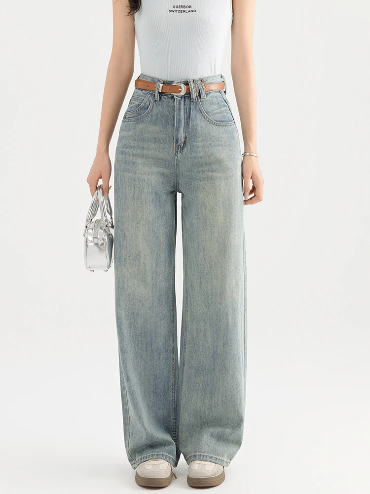 

High Waist Wide Leg Jeans Women's Spring Summer Slim Fit Straight Long Pants Narrow Version Slimming Wide Leg Trousers