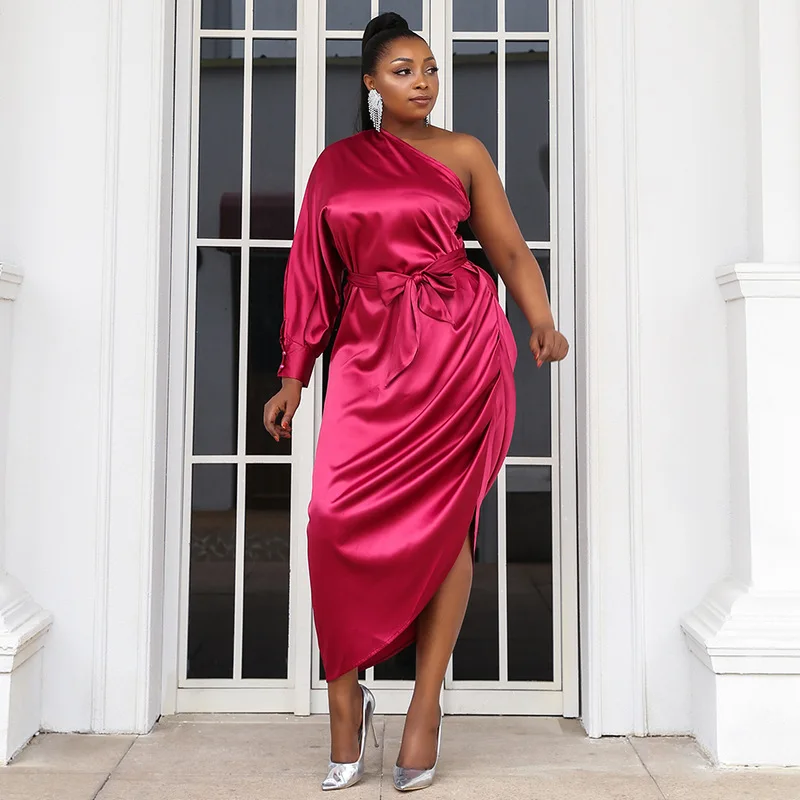 

Plus Size Prom Dresses Sheath One-shoulder Tea Length African Short Robe De Soiree Prom Gown Evening Dresses