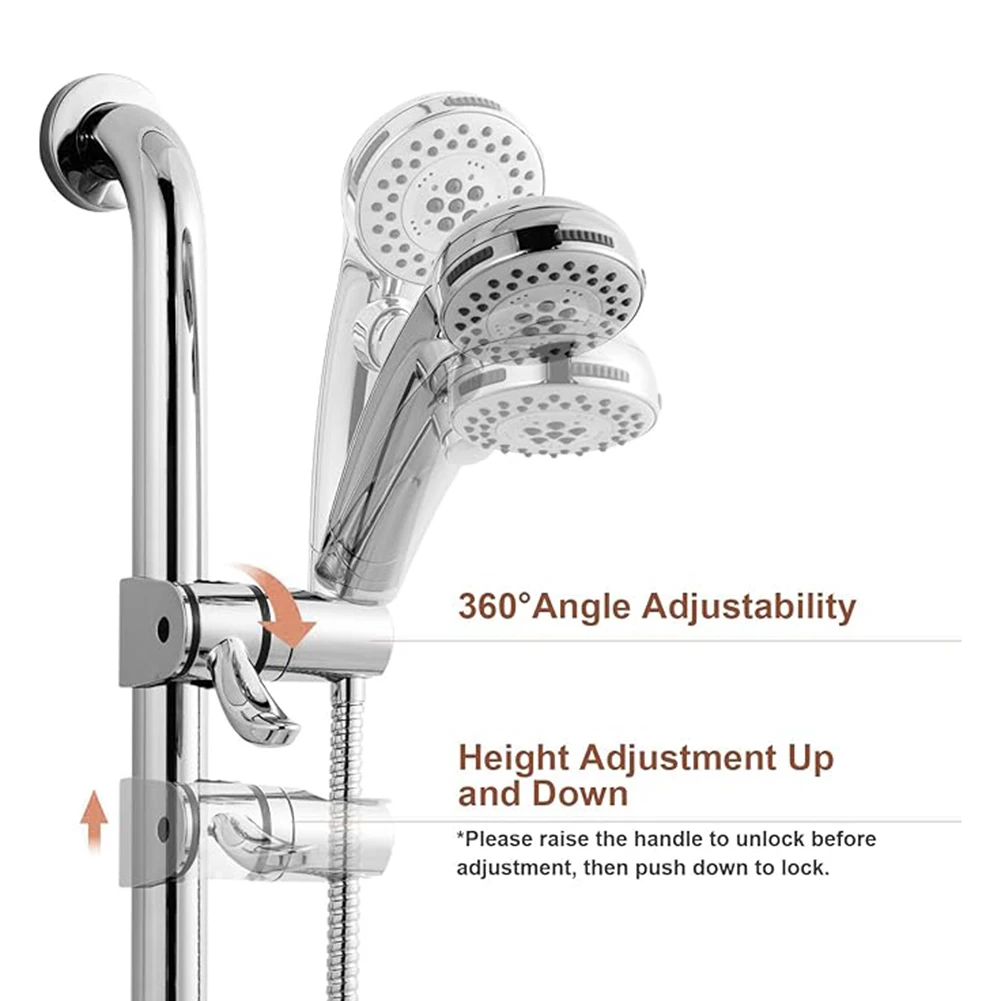 For Shower Rail No-drill Mount 360 Shower Holder Bathroom Safety Length 138 Mm Shower Holder For Seniors Shower Head Holder