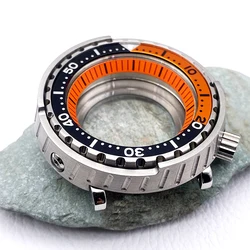 47mm tuńczyk puszkowane etui zegarka pasuje do NH35 NH36 4R ruch 20ATM wodoodporne pokrowiec na przezroczysty tył mężczyźni nurkowanie zastępują etui