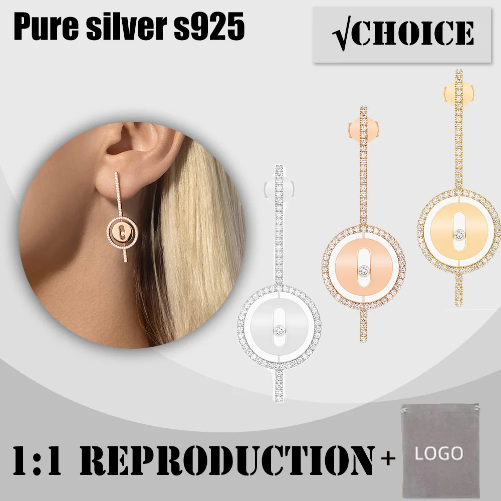 

Fashion sterling silver s925 white pearl round diamond stud earrings mesik style Lucky Move series women's stud earrings